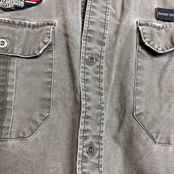 HARLEY DAVIDSON MEN'S  BUTTON UP GREEN SHIRT - Picture 5 of 13